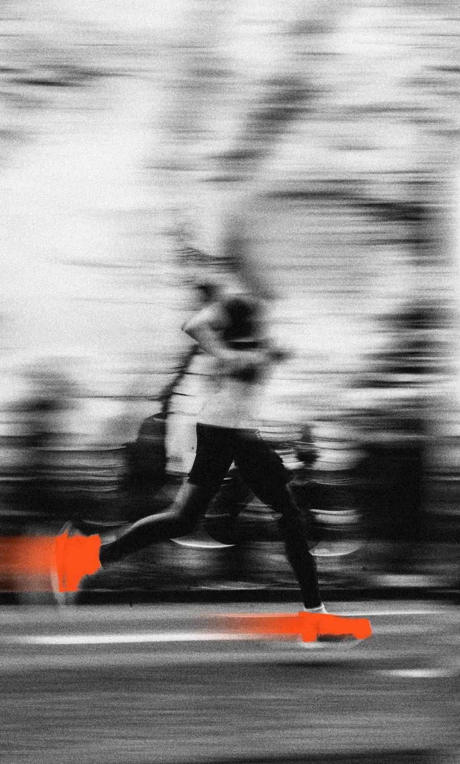 Läufer in Bewegung, die Schuhe in Orange